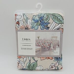 NEW Lintex Home Collection Rectangle Tablecloth 60"x102" Flower Bloom Polyester